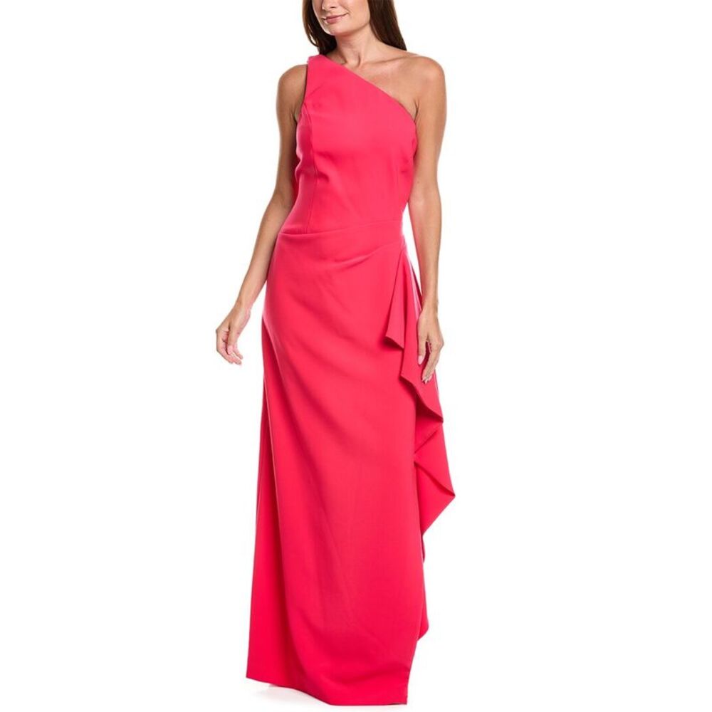 Teri Jon By Rickie Freeman Womens Crepe Cascade Ruffle Gown, Pink
